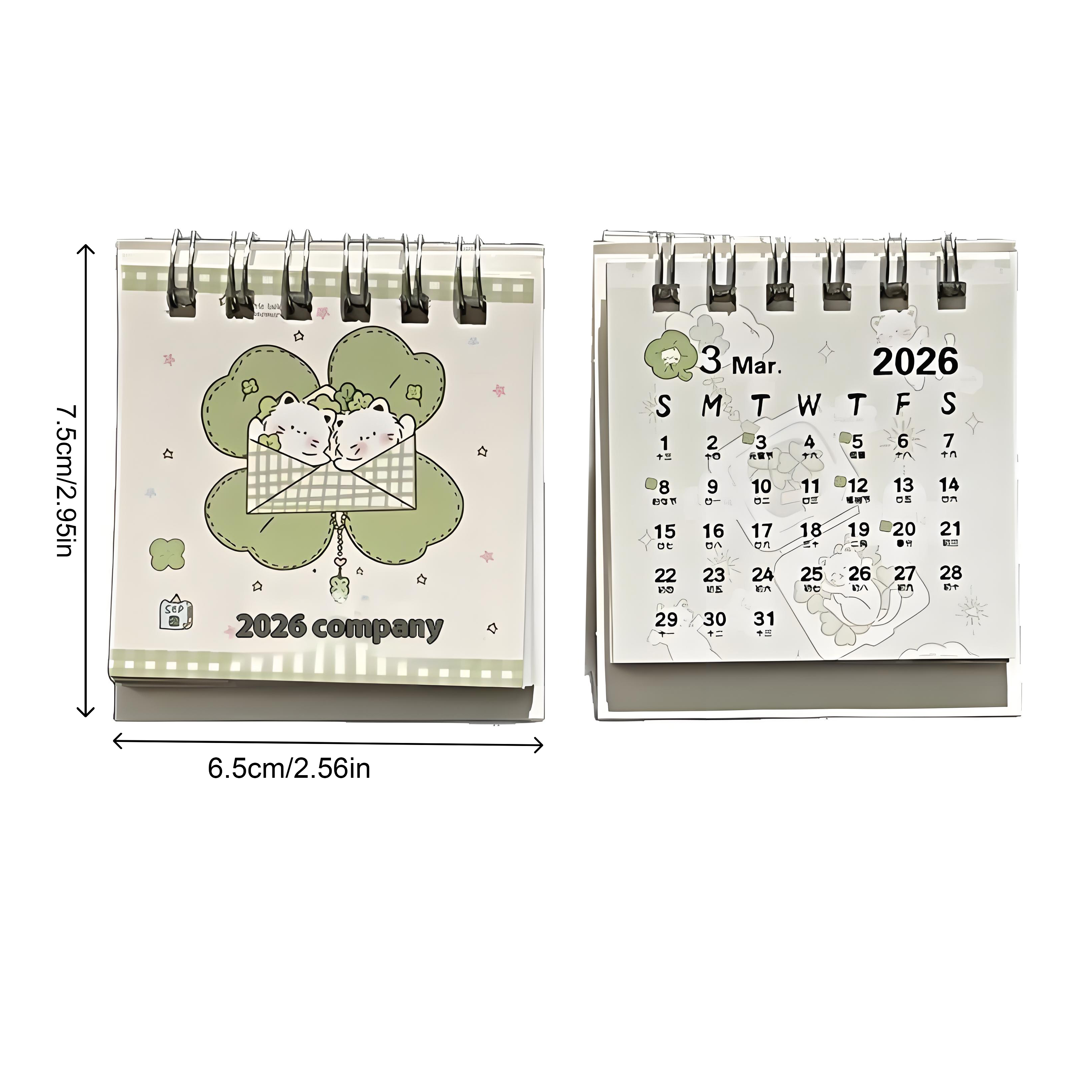 Cartoon Coil 2026 Desk Calendar Portable Desktop Decoration Mini Calendar Cute Cat Daily Planner Students Gifts