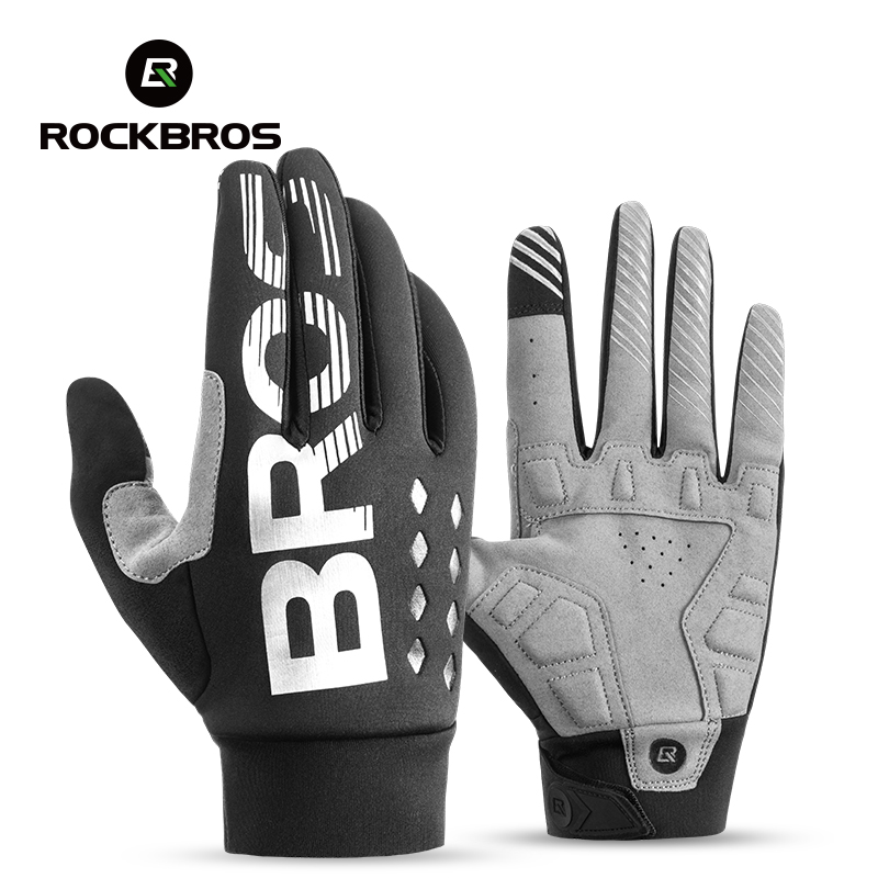 ROCKBROS Cycling Gloves Thicken SBR shock Gloves Thermal Warm Lengthened Winter Autumn Sports Bike Gloves Breathable