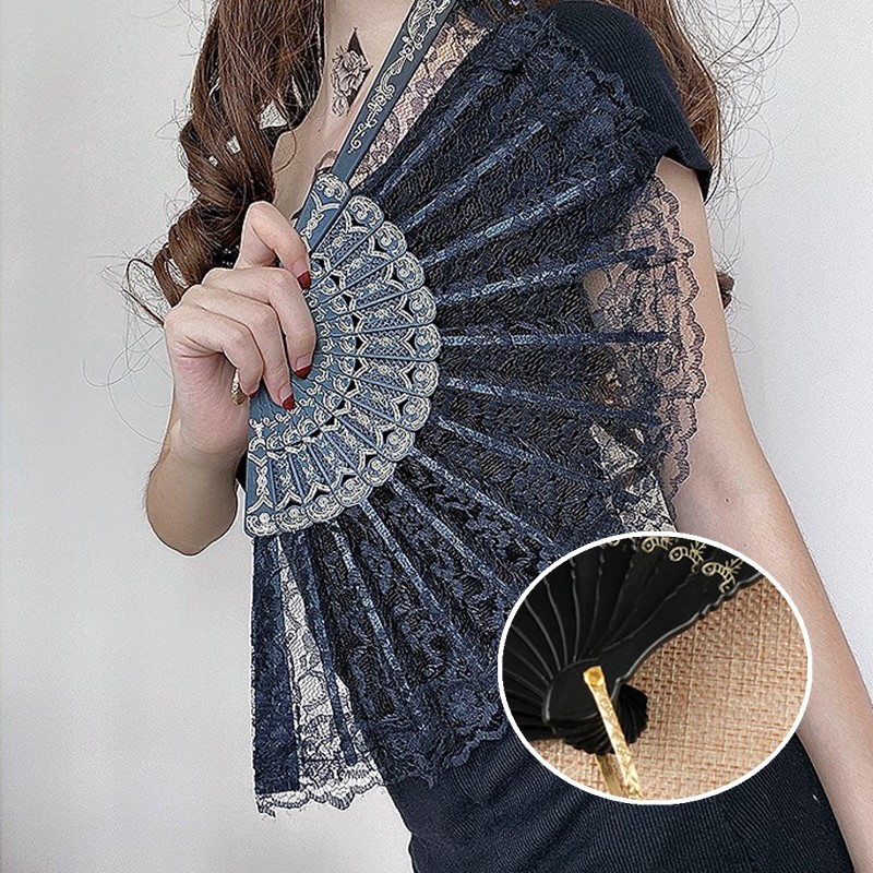 1pc Vintage Style Lace Folding Fan Chinese Japanese Pattern Art Craft Gift Decoration Ornaments