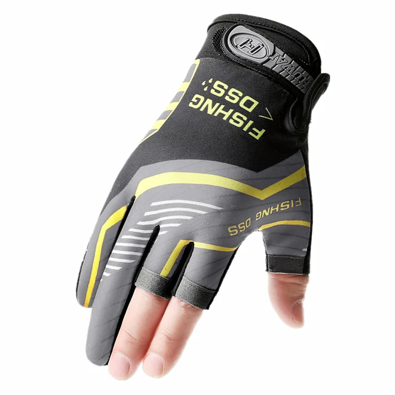 Summer Fishing Cycling Gloves Men Three Finger Cut Gloves for Fishing Sun Protection Male Anti-Slip Drive Breathable Thin Gloves