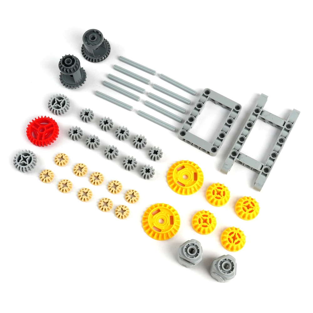 45PCS MOC 9 in 1 Versatile Differential Gear Set Technical Parts Frame Gears Shaft Hole Arm Building Blocks Compatible Leduo