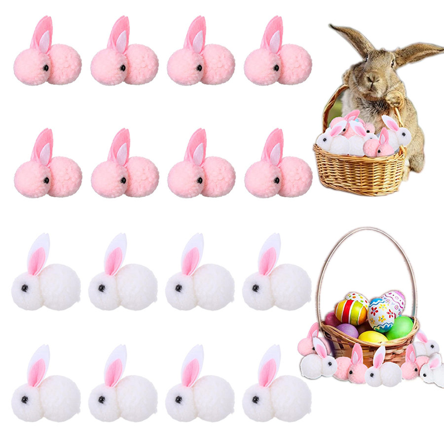 5-30Pcs Mini Plush Easter Bunny Soft Stuffed Rabbit for Easter Party Favors Basket Stuffers, DIY Hair Pope Hair Clips Acces