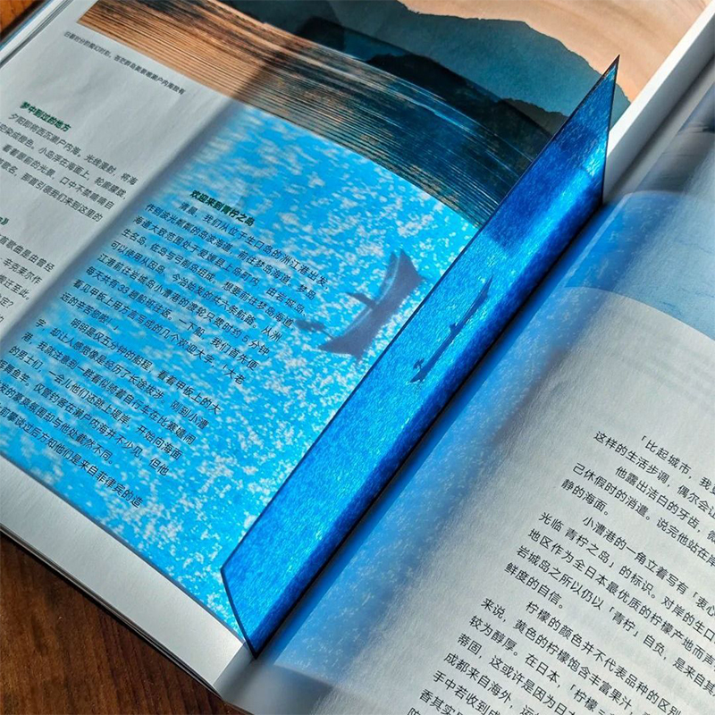 1pc Unique Blue Sea Film Bookmark Featuring Stunning Sunrise Sunset Scenes Translucent Bookmarker With Vibrant Colors