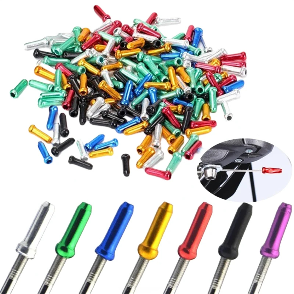 50PCS Bicycle Cable End Caps Bike Brake Derailleur Shifter Inner Cable End Caps Tips Crimp Aluminum Alloy,