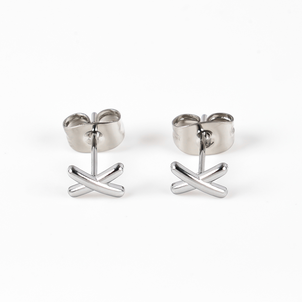 1 Pair of Stainless Steel Niche Design Letter X-shaped ear Bone Nail Earrings