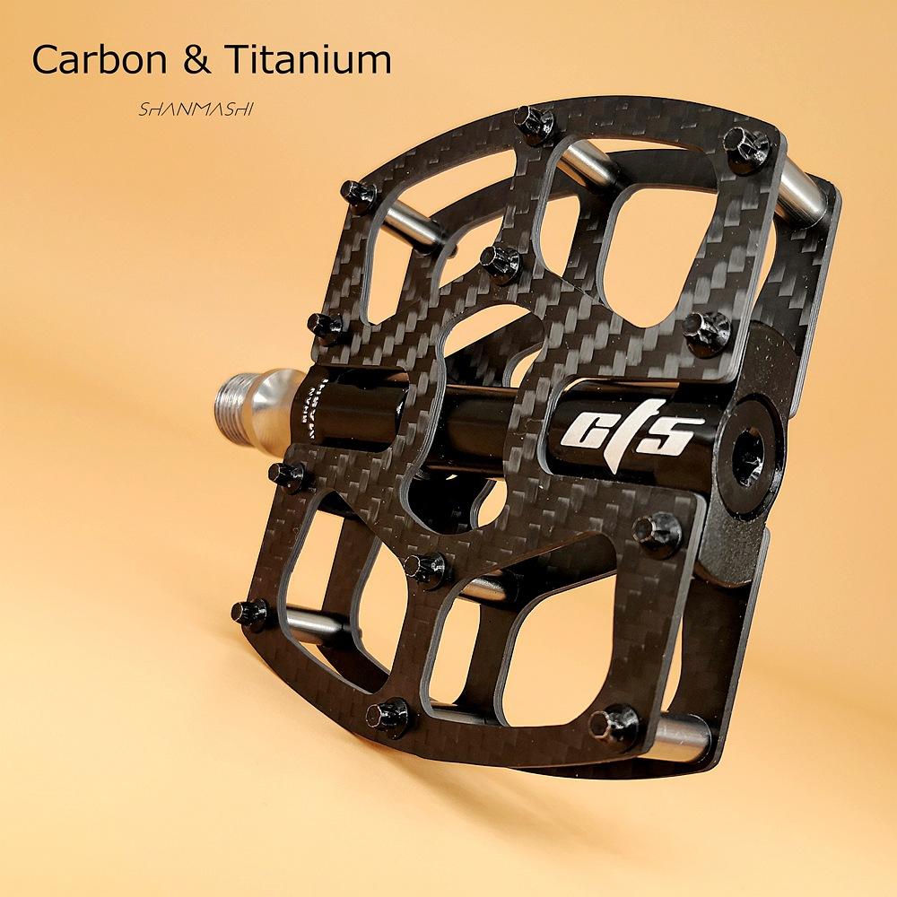 Ultralight Carbon Fiber Mtb Bicycle Pedals Titanium Axle 3 Bearings Pedals MTB Road Hollow Lightweight Bike Flat Pedals 234g