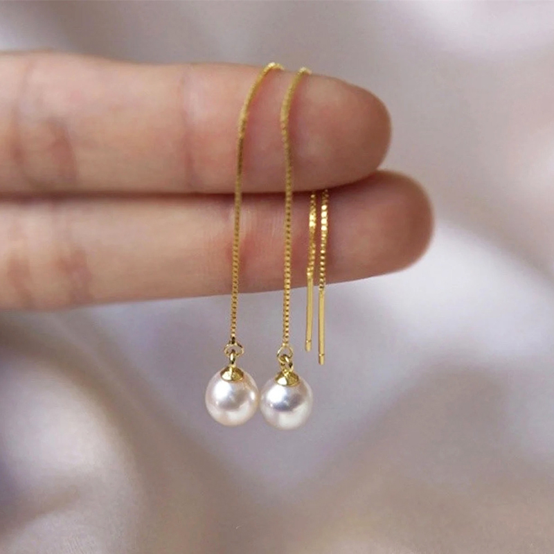 Huitan Dainty Long Hanging Earrings Lady Engagement Jewelry Ear Pendants with Simulated Pearl Graceful Gold Color Accessories pen gpt