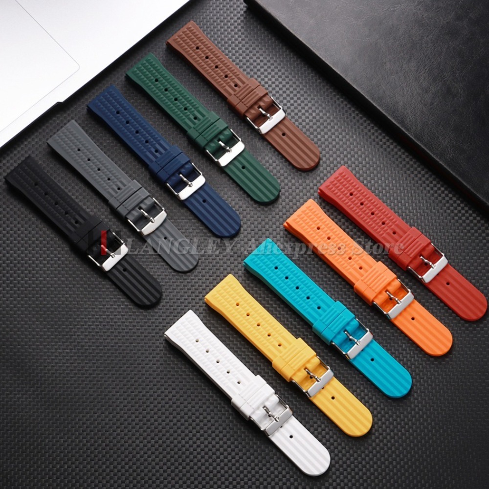 20mm 22mm Premium Soft Waffle Watchband for Diving 007 009 for Abalone Universal Silicone Strap Replacement
