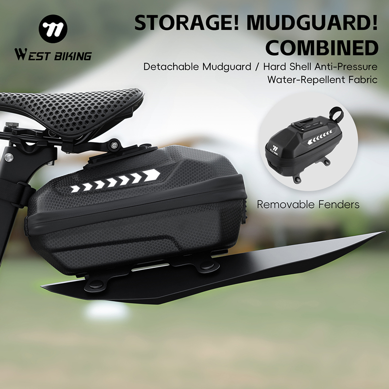 WEST BIKING Bicycle Tail Bag With Detachable Fender 2L Waterproof Quick Release Bike Saddle Bag Adjustable Bike Fender Bike Bag