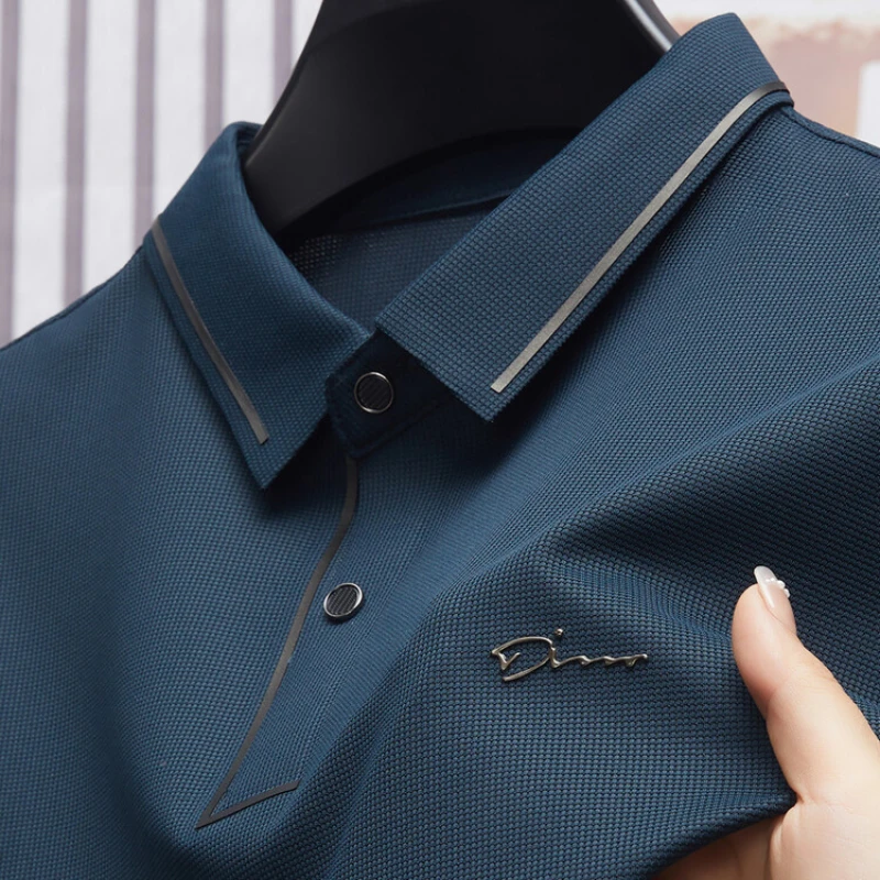 2026 New Men's New Polo Shirt Seamless Premium Luxury Cool Fabric Business Casual Golf Slim Fit Blouse Collar T-shirt
