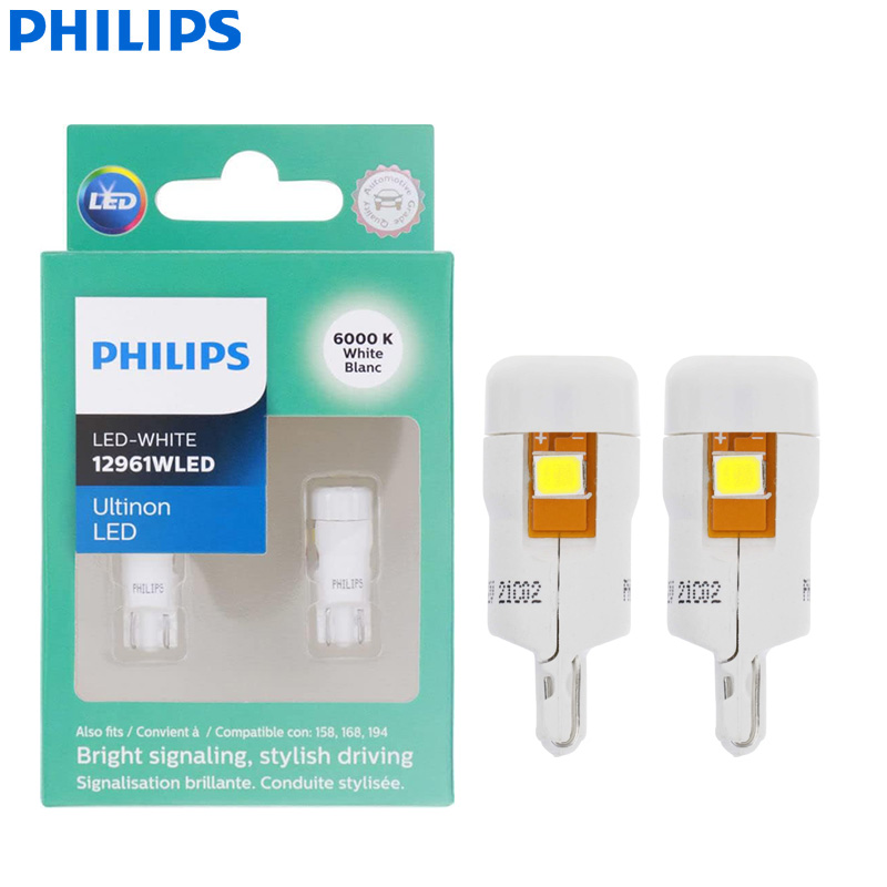 Ultinon LED T10 W5W 194 6000K Bright White Car LED Signals Read Door Plate Lamps Interior Dashborad Bulbs 12961ULWX2