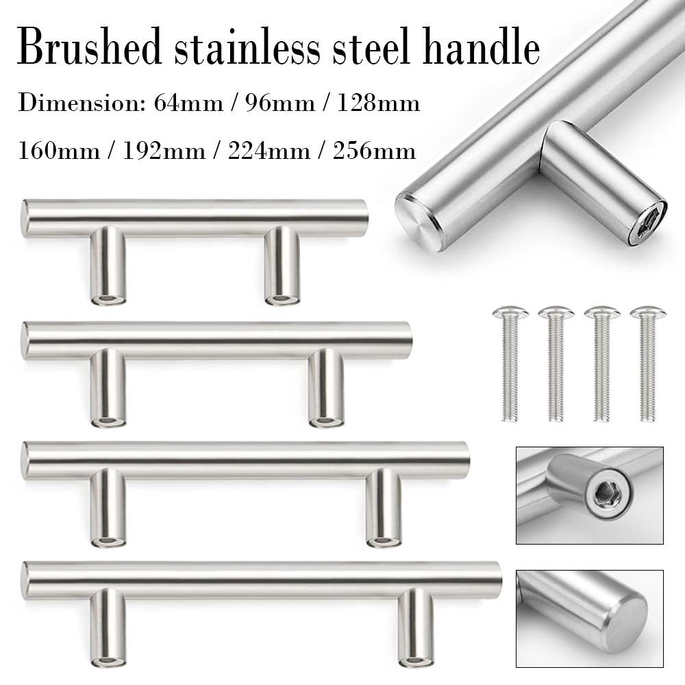 1-10pcs Stainlesss Steel Handles Diameter 10mm Kitchen Door Cabinet T Bar Straight Handle Pull Knobs Furniture Hardware