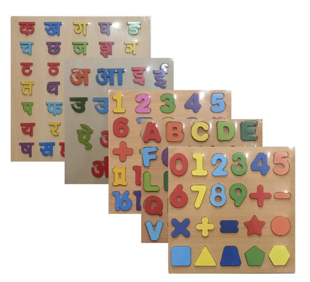 3D Wooden English & Nepali Alphabet Puzzle Board (A-Z + क ख ग अ आ इ) with Numbers & Matching Pictures - Learning Toy for Toddlers