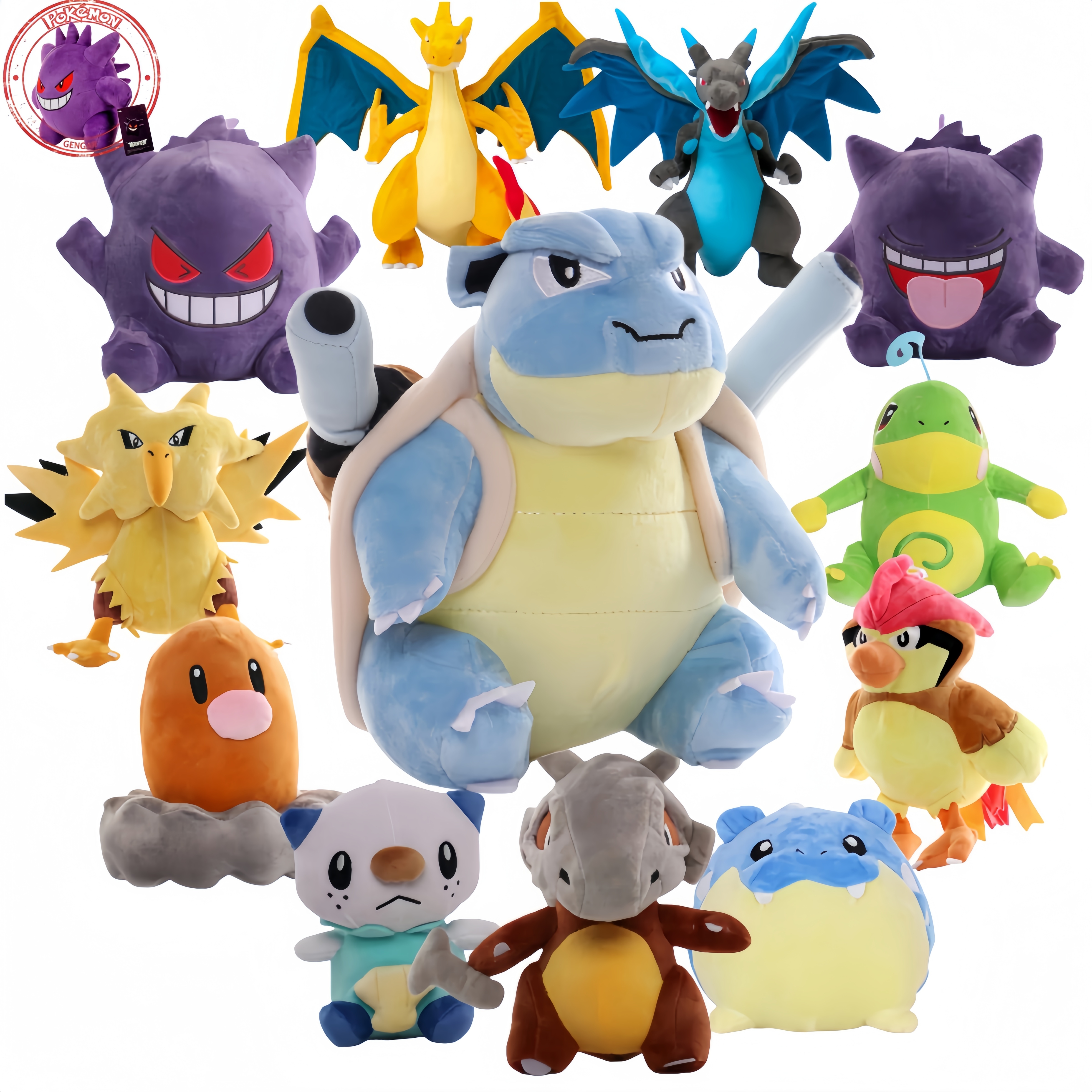 Anime Pokemon Blastoise Pikachu Plush Doll Toys Spheal Pidgeotto Gengar Zapdos Oshawott Cubone Toys for Kids Cartoon Xmas