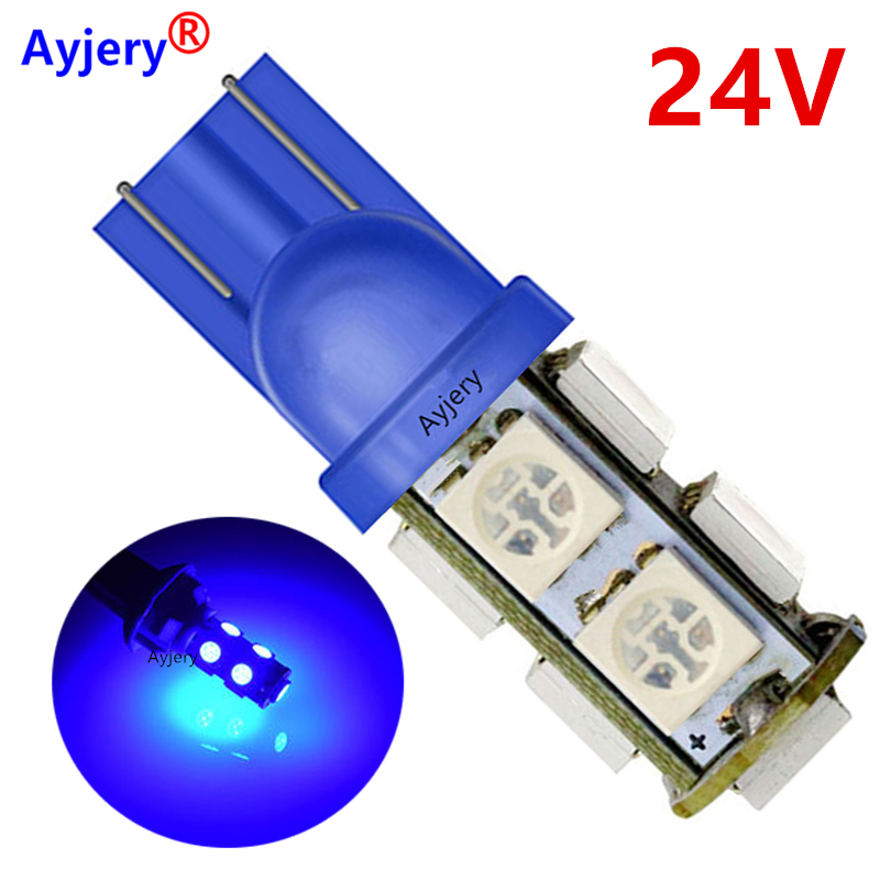 4pcs DC 24V T10 194 W5W 5050 SMD 9 LED White Blue Red Car LED Light Bulbs Interior Side Wedge Lamp Clearance Dome Lights