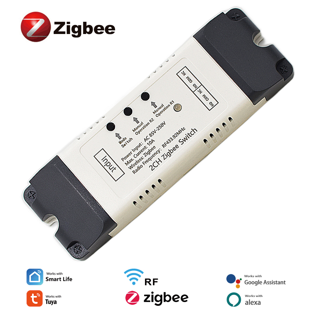 1/2CH Zigbee Tuya Smart Home Relay Module 85-250V 220V Relay AC DC 12V 24V 7-32V Works Alexa Assistant Smart Light Switch lightify