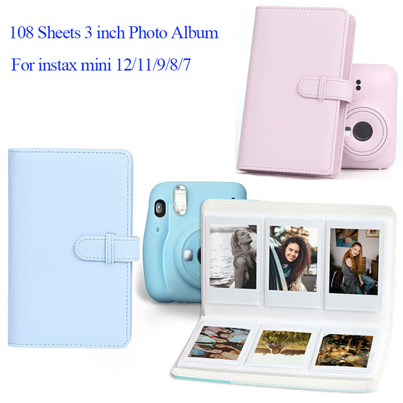 Portable 3 Inch Photo Album 108 Sheets for Instax Mini 12 for Collection Green Pink Ticket Card Collection Book