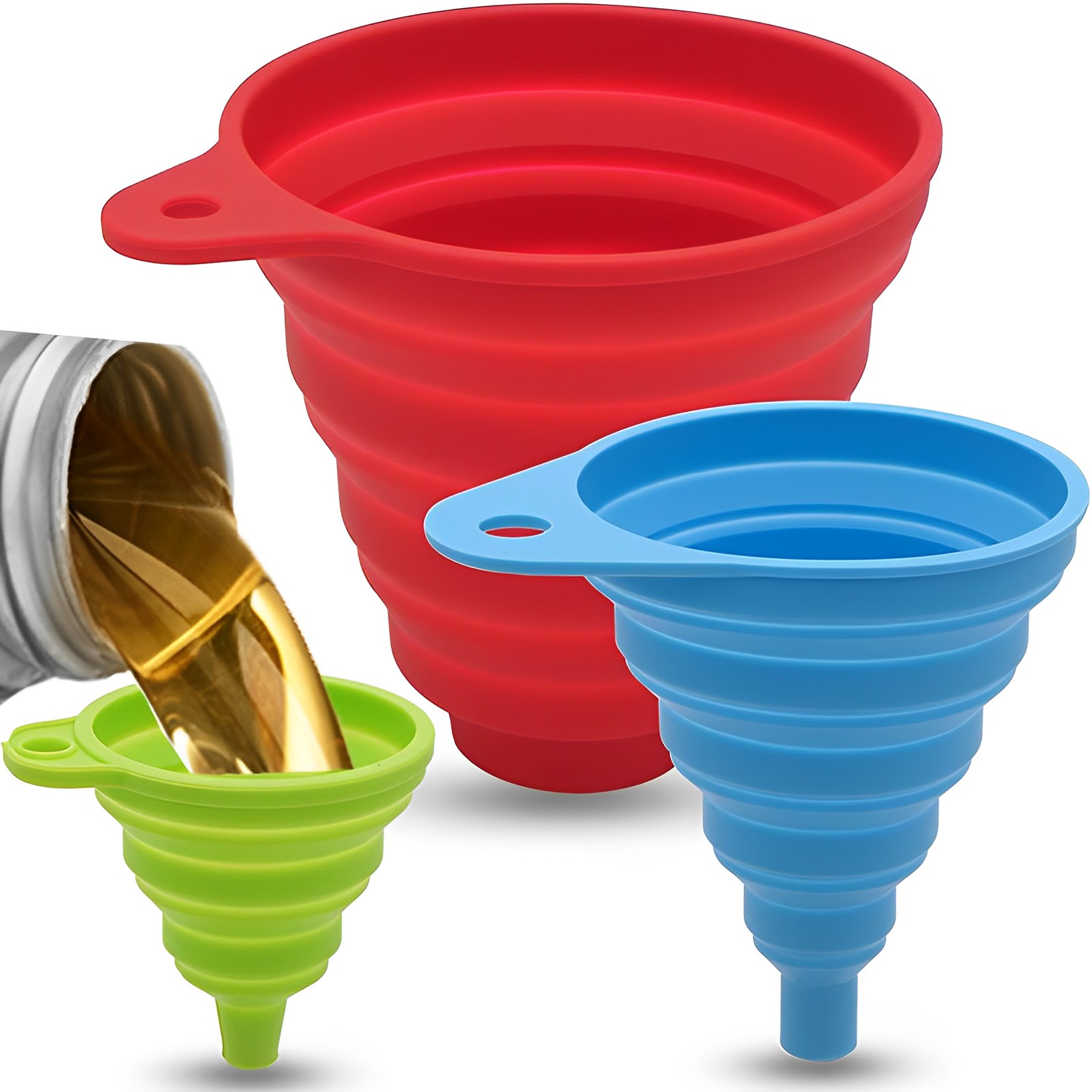 Engine Funnel Universal Car Silicone Liquid Funnel Washer Fluid Change Foldable Portable Auto Engine Oil Petrol Change