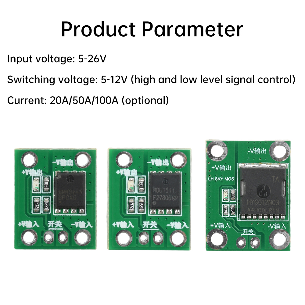 PWM Controller 20A 50A 100A High Power MOS Trigger Switch Driver Module for Motor Speed Control 5-26V DC Input
