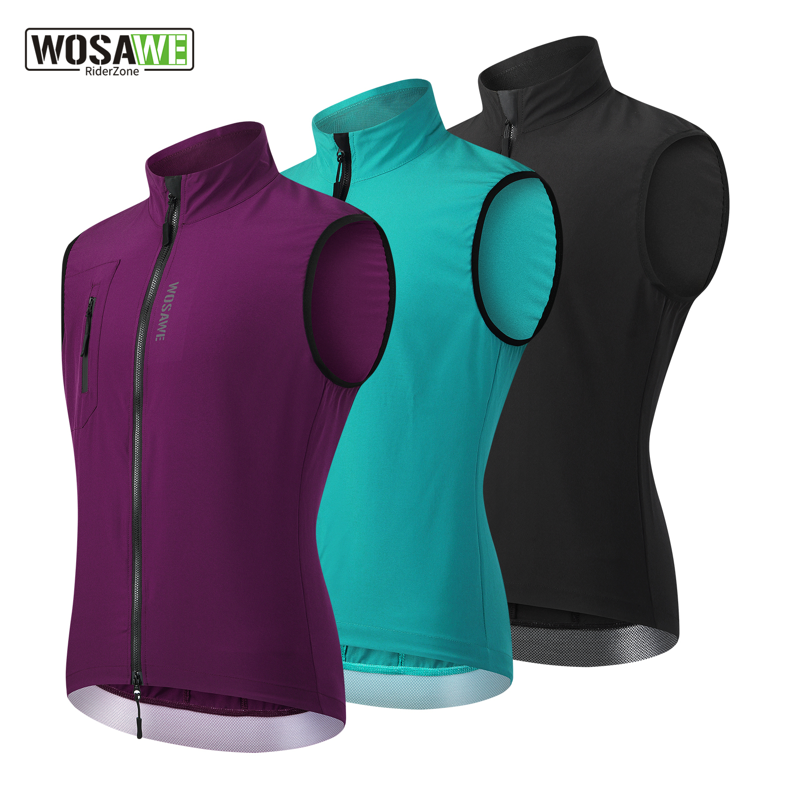 WOSAWE Men's Lightweight Bike Vest Windproof Vest Cycling Wind Gilet New Stretch Fabric With Two Way Zipper