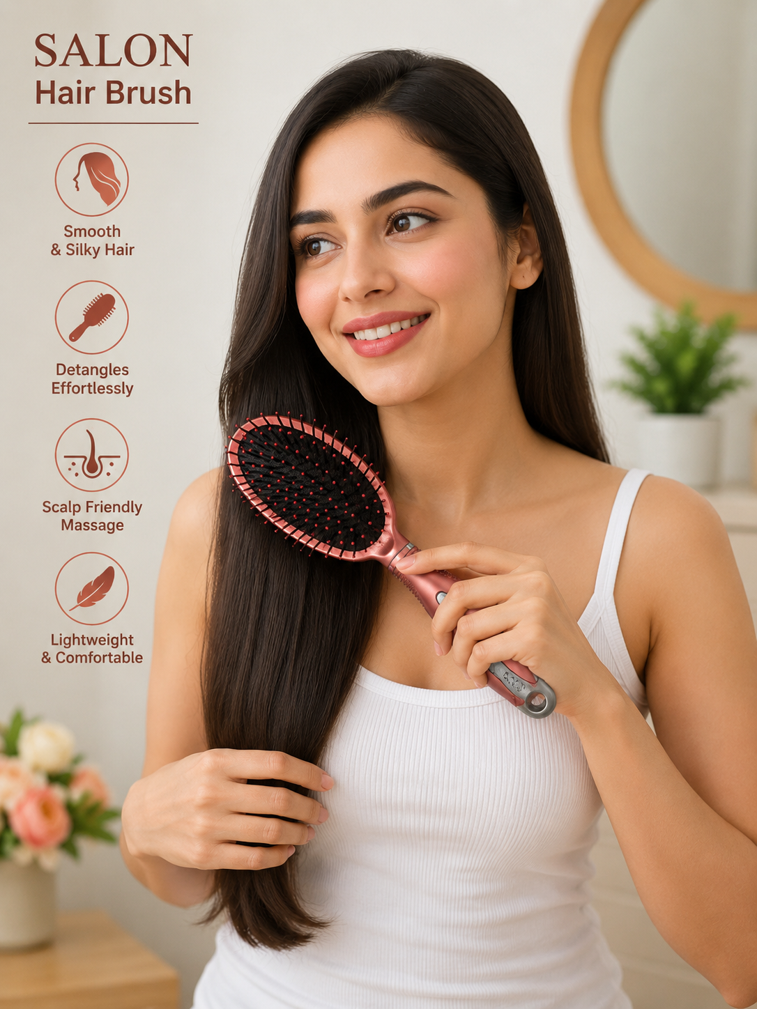 Salon Professional Paddle Hair Brush for Women & Men | Detangling Hair Brush | Scalp Massage Comb | Smooth & Silky Hair