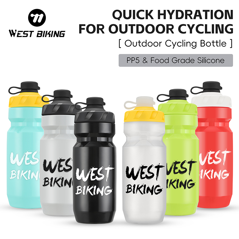WEST BIKING Insulated&Cold Bicycle Water Bottle 620ml Portable Leakproof Cycling Kettle Running Hiking Squeeze Sports Bottle
