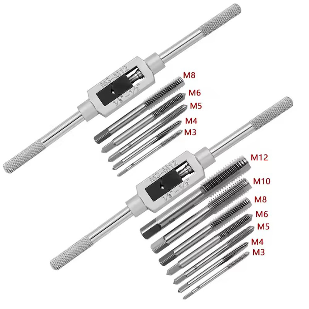 Adjustable Wrench with T Handle, Milling Tap, High Speed Steel Taps, Metric Screwdriver, Threaded Drill Stand, Hand Tool Set