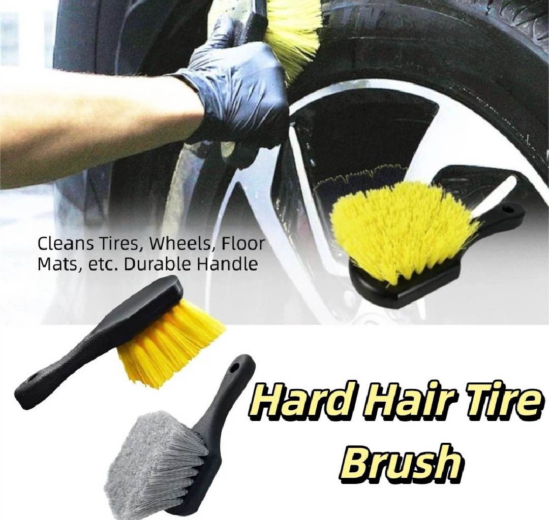 Scrub Brush Soft Bristle Car Tire Brush Short Handle Heavy Duty Wheel Cleaning Brush Ergonomic Handle Durable Design Utility Scrub Brush Outdoor Cleaning