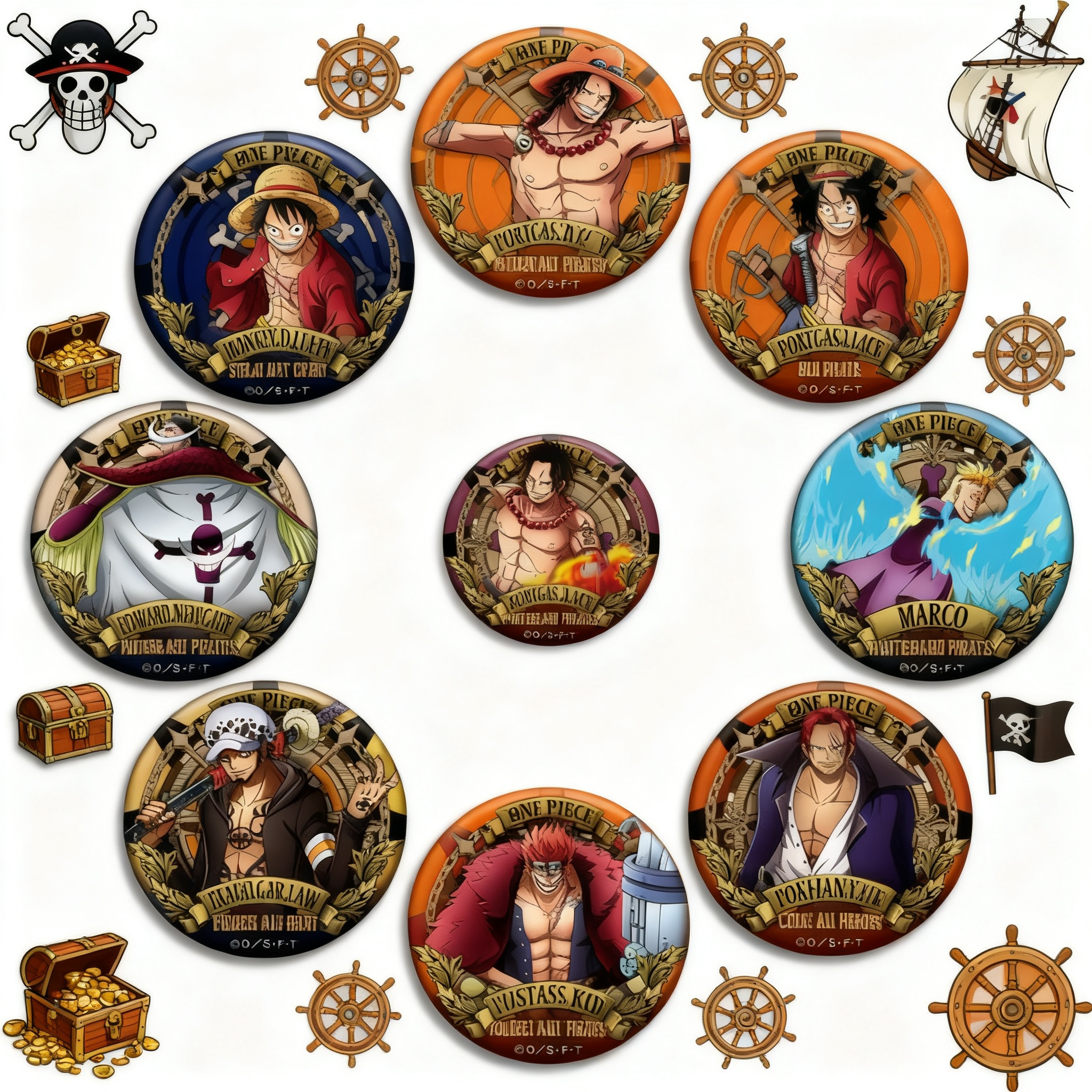 One Piece Anime Badge Metal Pin Luffy Ace Zoro Sabo Nami Robin Cosplay Accessories Jewelry for Fans Collection