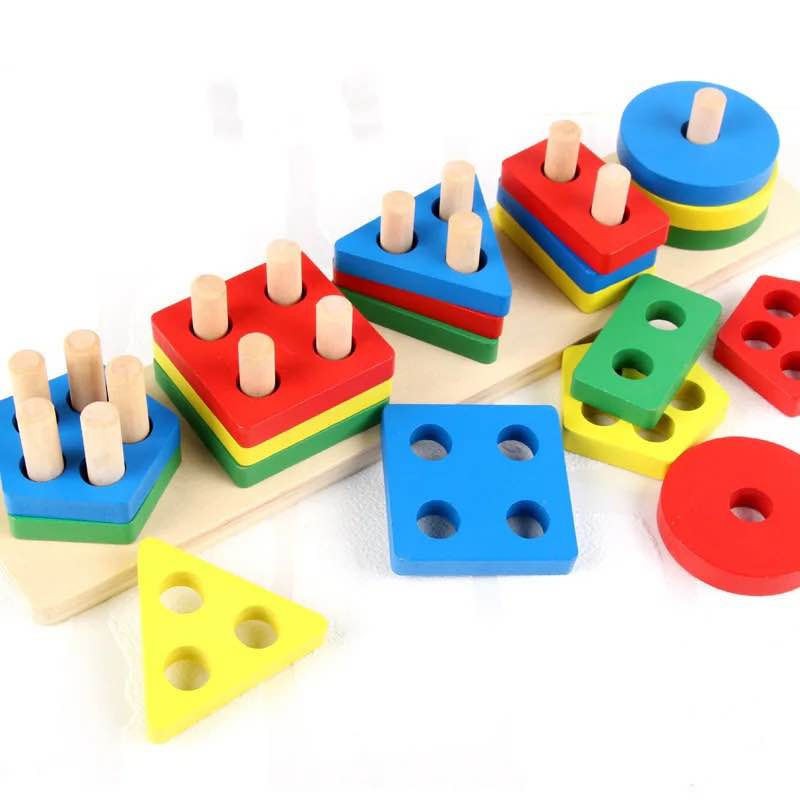 Wooden(Big) Color Multi- Shape Sorter, Counting And Puzzle Montessori Wooden Toys