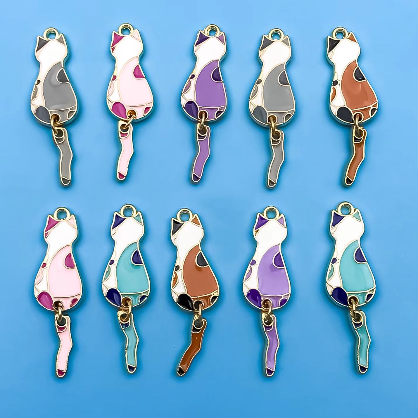 10pcs/pack Zinc Alloy Enamel Anime Kawaii Cute Cat Charms Pendant Handmade DIY Earrings Necklace Bracelet Pendant Jewelry Access pen gpt