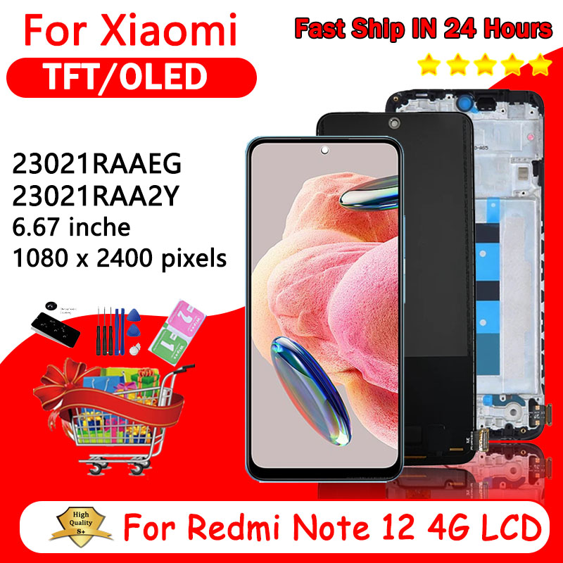 AMOLED Note12 Screen for Redmi Note 12 4G lcd 23021RAAEG 23021RAA2Y Display Touch Screen Digitizer Assembly