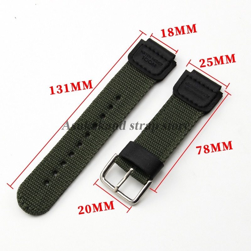 Nylon Watch Band for Casio AE-1200 1300 AE-1000W F91W F84 AEQ-110W SGW-300H Canvas Sport Strap Men's Watch Accessories 18mm