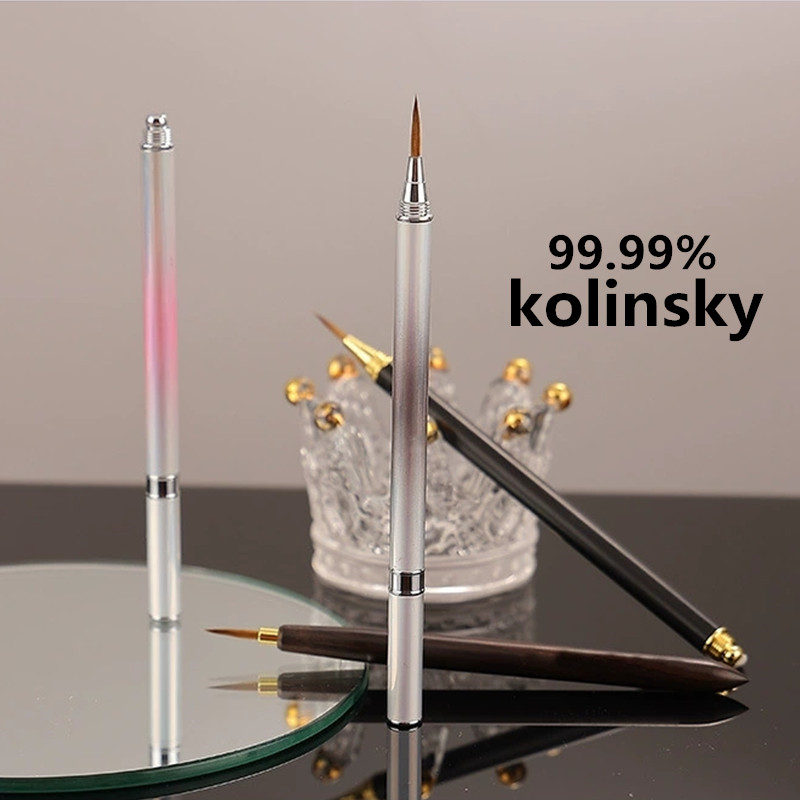 1PCS Metal Handle Nail Brush Mink Hair Manicure Brushes UV Gel Painting Drawing Nail Pens Salon Nail Tools