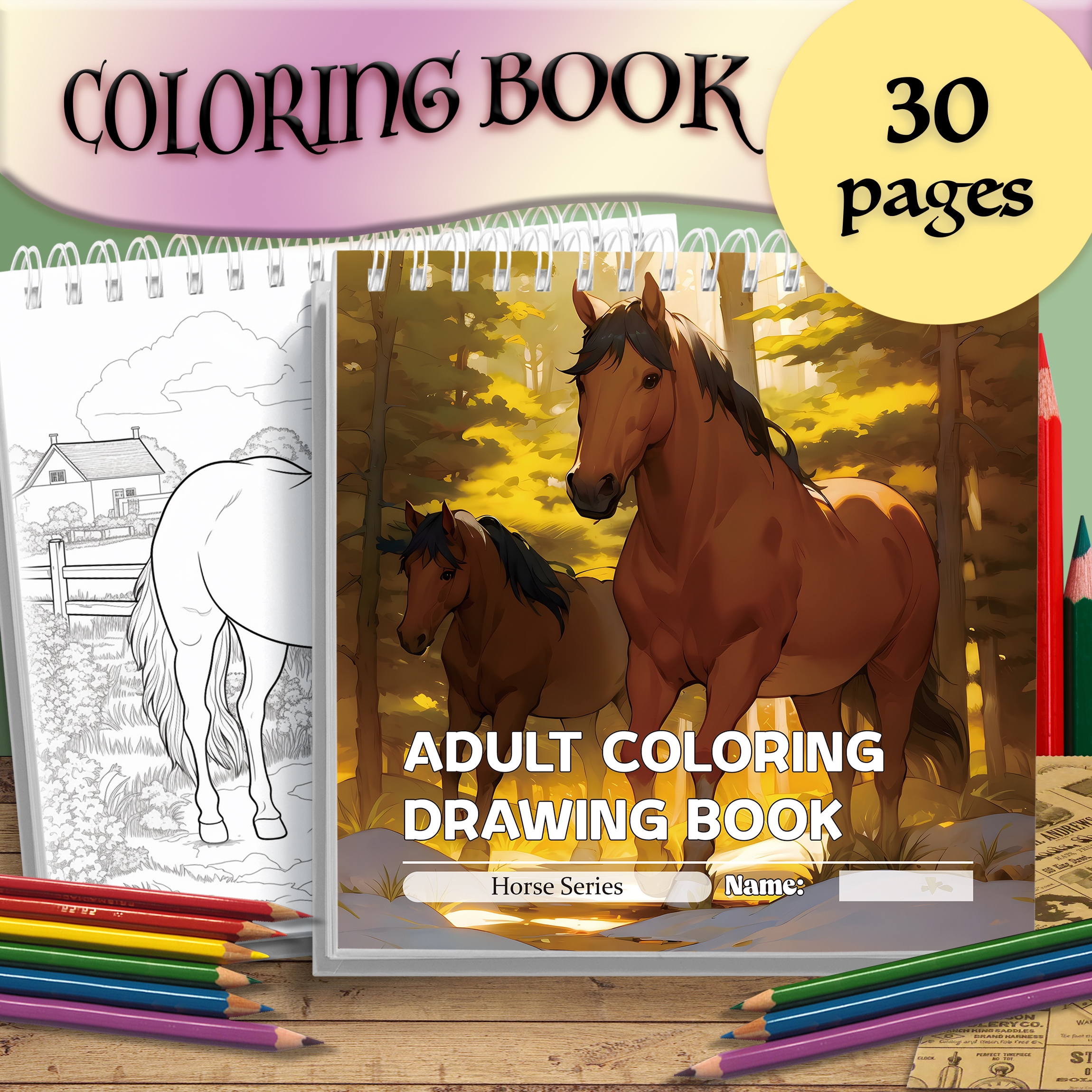 1 Pc Coloring Book - Horse-themed, Innovative and Imaginative, Thick Paper, A Great Holiday for Friends