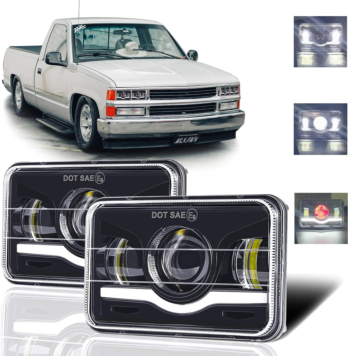 80W 4X6 Inch LED H4 Headlights Projector High Low Beam Work Light For H4651 H4652 H4656 H4666 Car Truck Conversion Offraod