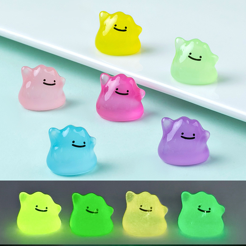 6pcs/Set Anime Pocket Monsters Multicolor Mini Figures Glow In The Dark Ditto Cute Model Decoration Doll Halloween
