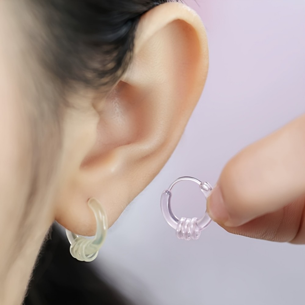 6 Pairs of Elegant Resin Hoop Earrings Hypoallergenic, Durable, and Stylish in Pastel Vibrant Colors Perfect for Daily Wear