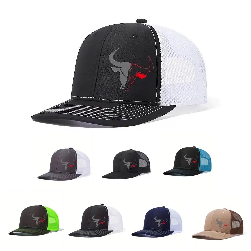 2026 New Casual Bull Head Print Summer Baseball Cap Breathable Hip Hop Sports Visor Mesh Adjustable Sun Hats Men Women