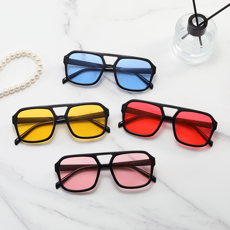 2026 Double Beam Square Style, New Personalized Version, Trendy Sunglasses, High-End, UV Resistant, Concave Shaped, Bouncy
