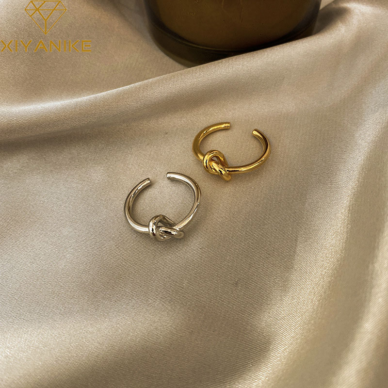 XIYANIKE Silver Color Knotted Thin Ring Female Open Couple Simple Temperament Hand Jewelry Accessories Prevent Allergy