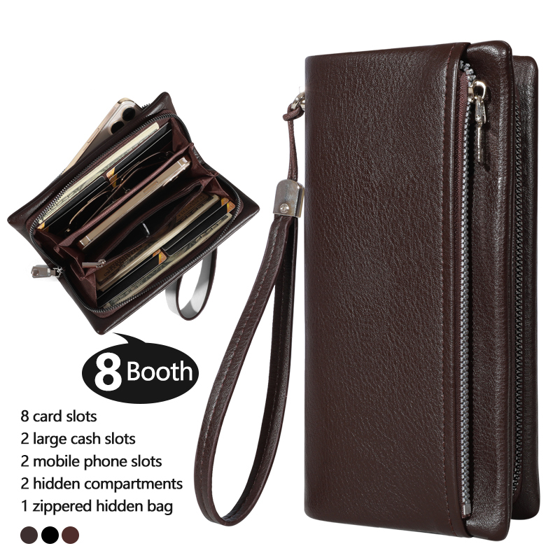 New Business Wallet Retro Style Large Capacity Men's Wallet - Smooth Solid Color, Versatile Double Folding Handbag, Highlighting
