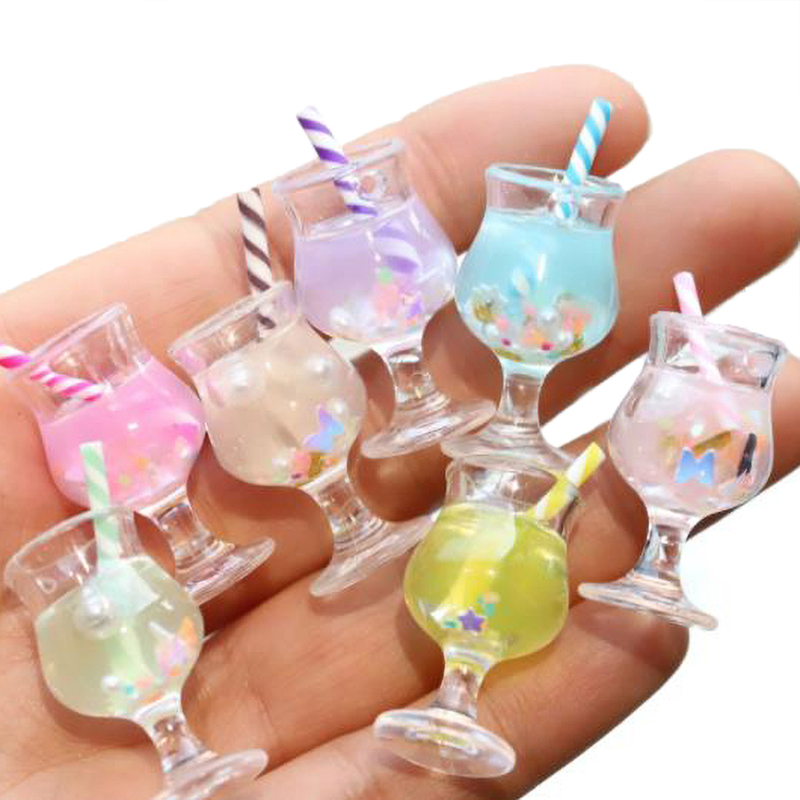 Dollhouse Miniature 2Pcs Mini Drink Cups Model Pretend Play Mini Food Doll Accessories Fit Play House Toy