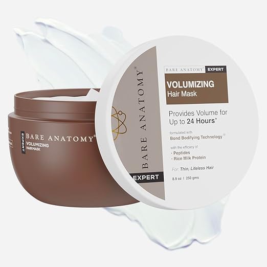 Bare Anatomy Volumizing Hair Mask | Volume For Upto 24 hrs | Powered By Peptides & Rich Milk Protein | For Dense & Conditioned Hair | Hair Mask for Dry & Frizzy Hair | Sulphate & Paraben Free | Women & Men | 250g