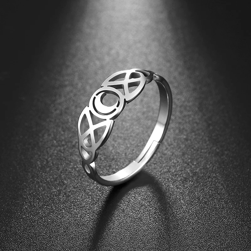 Skyrim Moon Knot Stainless Steel Adjustable Ring Women's Fashion Retro Wedding Anniversary Jewelry New 2025