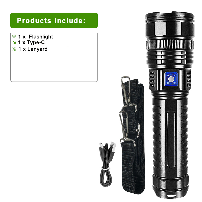 10000LM 800W Most Powerful Led Flashlights Tactical 15000mah Built-in Battery Flash Light Emergency Spotlights 4km Holiday Gifts Bles Online DZ-10A-20