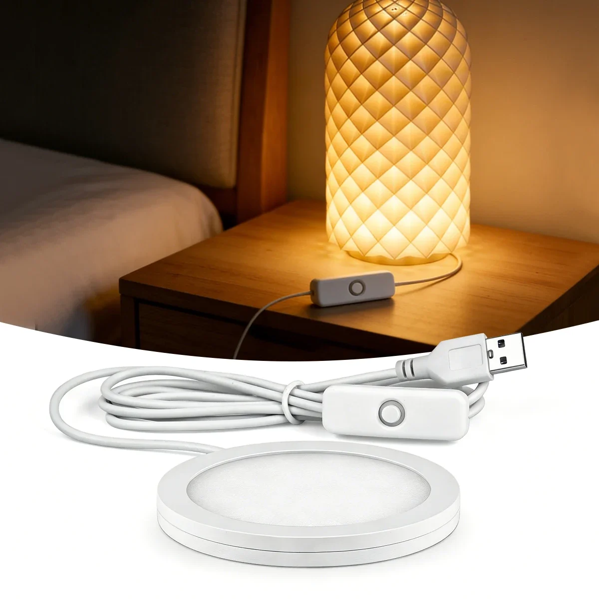 Large Size 8mm Ultra-Thin USB LED Panel Light, Cold/Warm/Natural White, Aluminum Housing, DIY 3D Print Lampshade Compatible