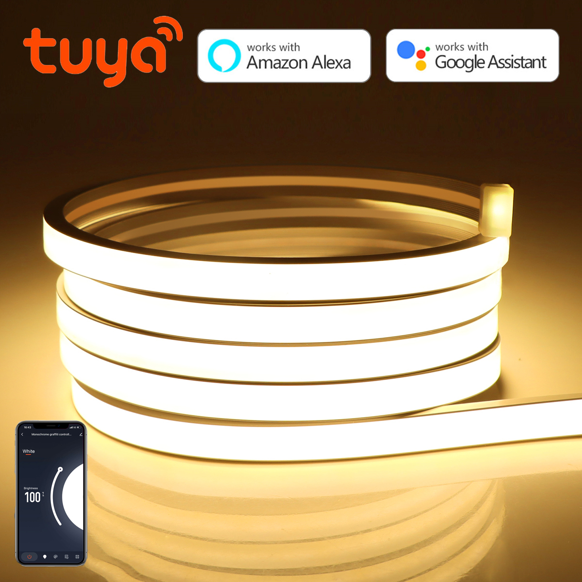 Tuya Smart Home WiFi Wireless Control LED Neon Strip Light DC5V USB USB Waterproof Flexible Tape Support Alexa Echo Home lightify