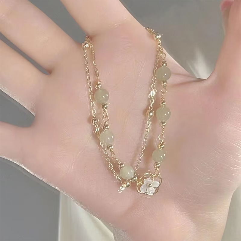 Chinese Style Fashion Unique Design Elegant Exquisite Double-layer Flower Beaded Bracelet For Women Jewelry Party Premium