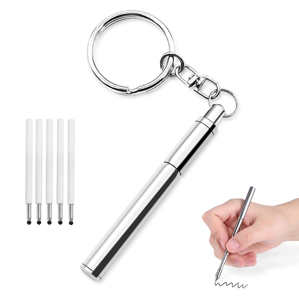 6.3cm Portable Tool Pen Ballpoint Pen Creative Metal Keychain Stainless Steel Ergonomic Ballpoint Pen SchoolOffice Mini Keychain pen gpt
